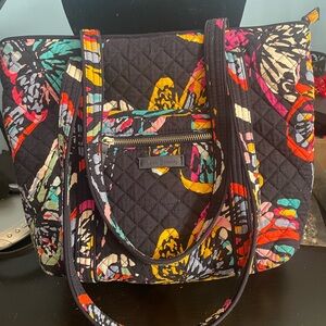 Vera Bradley Black and Multicolor Butterfly Tote